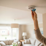 fire alarm keeps going off — smoke detector on a white ceiling